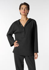Sweat-shirt en Viscose Technique avec Capuche et Boutons Boarding Pass - Anthracite - Anthracite | Oroblù