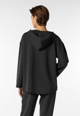 Sweat-shirt en Viscose Technique avec Capuche et Boutons Boarding Pass - Anthracite - Anthracite | Oroblù