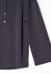 Sweat-shirt en Viscose Technique avec Capuche et Boutons Boarding Pass - Anthracite - Anthracite | Oroblù