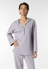 Sweat-shirt en Viscose Technique avec Capuche et Boutons Boarding Pass - Gris - Moon | Oroblù