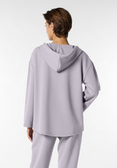 Sweat-shirt en Viscose Technique avec Capuche et Boutons Boarding Pass - Gris - Moon | Oroblù