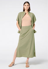 Jupe légère en tissu technique stretch New Travel - Vert Militaire - Military | Oroblù