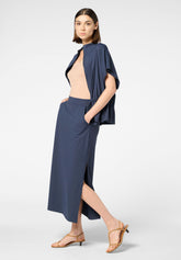 Jupe légère en tissu technique stretch New Travel - Bleu - Blue | Oroblù