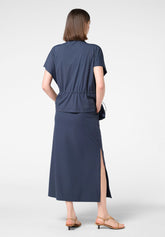 Jupe légère en tissu technique stretch New Travel - Bleu - Blue | Oroblù