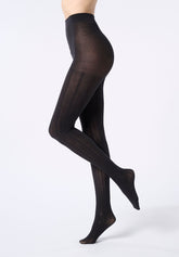 Collants en Coton avec Motif Géométrique Cotton Knit - Noir - Black | Oroblù