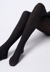 Collants en Coton avec Motif Géométrique Cotton Knit - Noir - Black | Oroblù