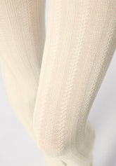 Collants en Coton avec Motif Géométrique Cotton Knit - Blanc Laine - Wool | Oroblù