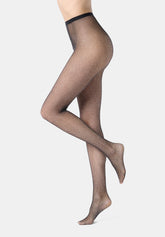 Collants Résille en Lamé Argent Diamonds Tricot - Noir - Black | Oroblù