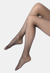 Collants Résille en Lamé Argent Diamonds Tricot - Noir - Black | Oroblù