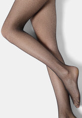 Collants Résille en Lamé Argent Diamonds Tricot - Noir - Black | Oroblù