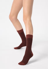 Chaussettes en Coton et Alpaca Tweed - Cacao et Noir - Cacao/black | Oroblù