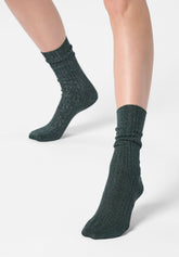 Chaussette en Coton et Lamé à côtes Diamonds Rib - Vert Forêt 2 - Forest 2 | Oroblù