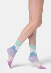 Socquette en coton motif vagues Waves - Bleu Ciel - Sky | Oroblù