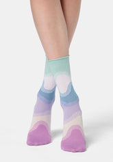Socquette en coton motif vagues Waves - Bleu Ciel - Sky | Oroblù