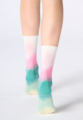 Socquette en coton motif vagues Waves - Rose Pivoine - Peony | Oroblù