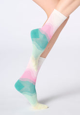 Socquette en coton motif vagues Waves - Rose Pivoine - Peony | Oroblù