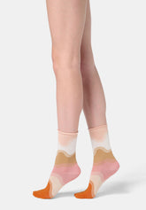 Socquette en coton motif vagues Waves - Rose Saumon - Salmon | Oroblù