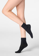 Chaussette Côtelée en Coton Bio - Noir - Black | Oroblù