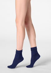 Chaussette Côtelée en Coton Bio - Bleu - Blue | Oroblù