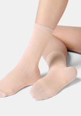 Chaussette côtelée en coton et lyocell Glowing Line - Rose Saumon - Salmon | Oroblù
