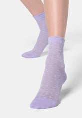 Socquette en coton jacquard Flowers - Lilas - Lilac | Oroblù