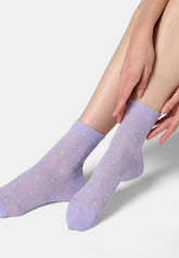 Socquette en coton jacquard Flowers - Lilas - Lilac | Oroblù