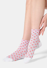 Socquette en coton motif petites fleurs Tiny Bloom - Rose Pivoine - Peony | Oroblù
