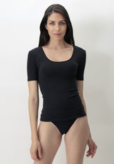 Maglia a Mezza Manica Dolcevita - Nero - Black | Oroblù