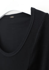 Maillot-a-manches-longues-en-modal-elastique-Perfect-Line-Rib - Noir - Black | Oroblù