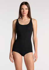 Débardeur en modal élastiqué Top Perfect Line Rib - Noir - Black | Oroblù