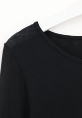 Pull--a-manches-longues-en-cachemire-Micromodal-et-Perfect - Noir - Black | Oroblù