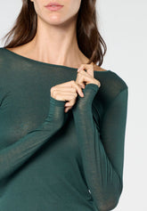 Pull--a-manches-longues-en-cachemire-Micromodal-et-Perfect - Vert Forêt - Forest | Oroblù