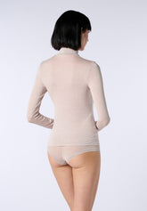Pull--a-col-roul-e-en-cachemire-micromodal-et-parfait--a-manches-longues - Beige - Beige | Oroblù