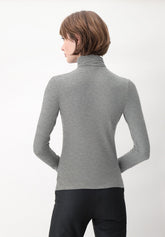 Pull--a-col-roul-e-en-cachemire-micromodal-et-parfait--a-manches-longues - Gris Chiné - Grey melange | Oroblù