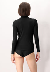 Pull--a-col-roul-e-en-cachemire-micromodal-et-parfait--a-manches-longues - Noir - Black | Oroblù