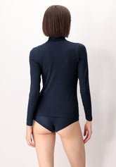 Pull--a-col-roul-e-en-cachemire-micromodal-et-parfait--a-manches-longues - Bleu - Blue | Oroblù