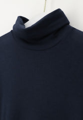 Pull--a-col-roul-e-en-cachemire-micromodal-et-parfait--a-manches-longues - Bleu - Blue | Oroblù
