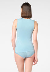 Perfect-Line-Coton-et-Modal-Top--epaules-larges-Coton - Bleu Ciel 8 - Sky 8 | Oroblù