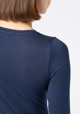 Perfect-Cashmere-Micromodal-and-Cashmere-3--4-Sweater - Bleu - Blue | Oroblù