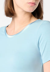 T-shirt à manches courtes en coton et modal Perfect Line Cotton - Bleu Ciel 8 - Sky 8 | Oroblù