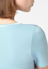 T-shirt à manches courtes en coton et modal Perfect Line Cotton - Bleu Ciel 8 - Sky 8 | Oroblù