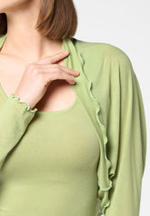 Cache‑cœur en micromodal et cachemire Perfect Line Cashmere - Pistache 1 - Pistacchio 1 | Oroblù