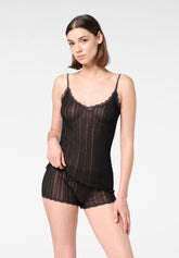 Canotta Spallina Sottile in Filo di Scozia Luxe - Nero - Black | Oroblù