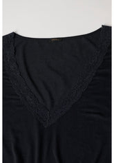 Top con Pizzo in Modal e Cashmere Perfect Line Cashmere Lace - Nero - Black | Oroblù