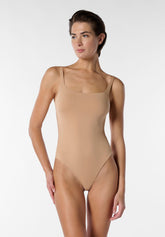 Body Spallina Stretta in Eco-Microfibra Elasticizzata Skinwear - Nudo - Skin | Oroblù