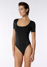 Body Maniche Corte in Eco-Microfibra Elasticizzata Skinwear - Nero - Black | Oroblù