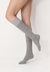 Jasmin Kniestr umpfe aus Alpakawolle und Baumwolle  blickdicht - Grau Melange - Grey melange | Oroblù