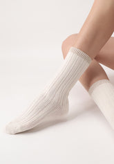 Jasmine Socken aus Wolle und Baumwolle - Wollweiß - Wool | Oroblù