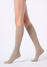 Gambaletto Coprente in Lana e Cashmere Nancy - Beige Melange - Beige melange | Oroblù