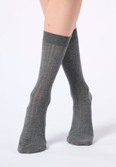 Calzino a Coste in Viscosa e Cashmere Light - Grigio Melange - Grey melange | Oroblù